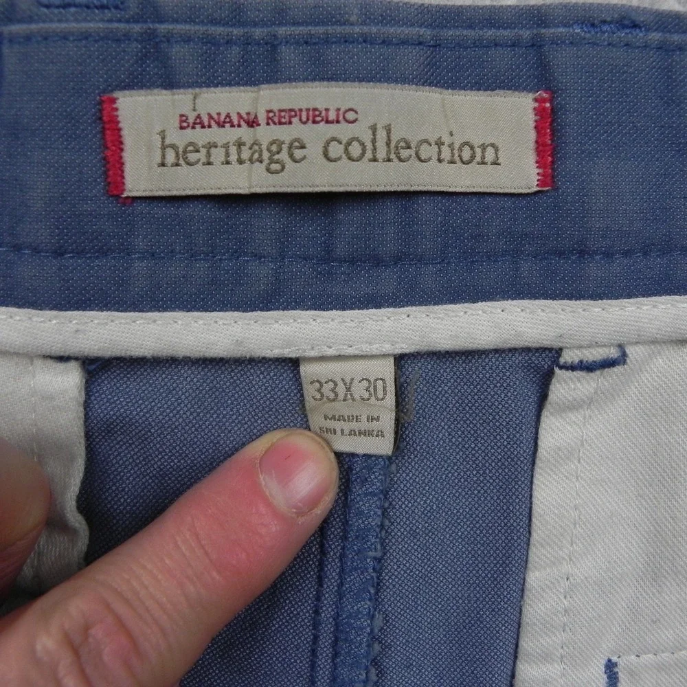 Banana Republic Heritage Collection Chinos Mens 33x30 Blue Stretch Cotton Pants